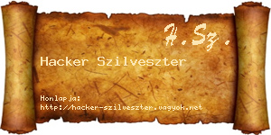 Hacker Szilveszter névjegykártya